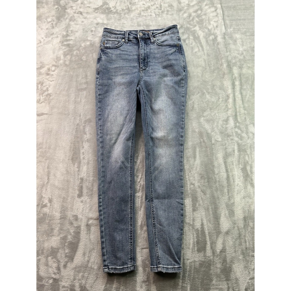 Judy Blue Womens Sz 3/26 Blue Jeans Skinny Fit Mid Rise Stretch Whiskered Faded